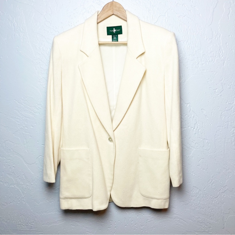 Hunt club cream oversized blazer wool blend size medium